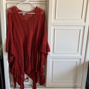 Orange/Red Poncho with Arm Holes
